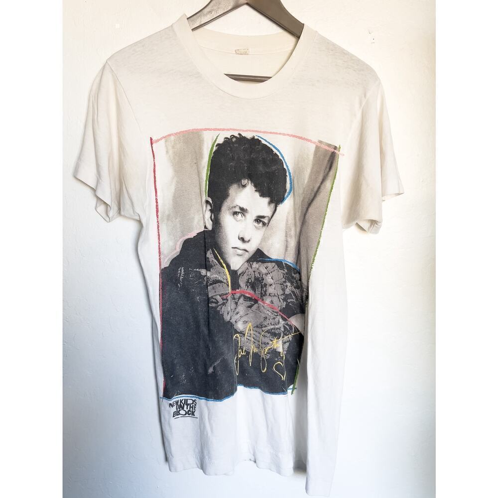 Vintage New Kids The Block Joey McIntyre Band Tee T Shirt Ivory Large NKOTB 80s